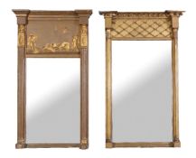 A Regency giltwood and composition pier mirror, circa 1815, with lattice frieze, 99cm high, 64cm