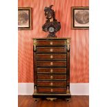 Y A Napoleon III ebonised and red tortoise shell and brass marquetry secrétaire chest, circa 1870,