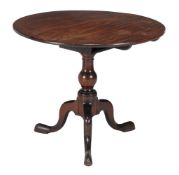 A George III mahogany tripod table, circa 1780, with birdcage type action, 71cm high, 86cm diameter