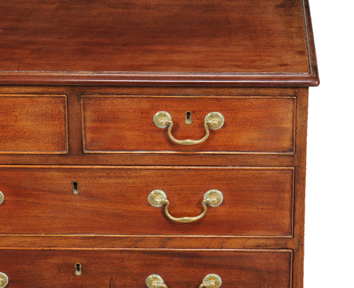 A mahogany chest of drawers, circa 1780 and later, with two short and three long graduated - Image 2 of 2
