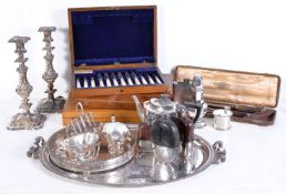 A collection of electro-plated items, to include: a large spirit flask by Dunhill, London,