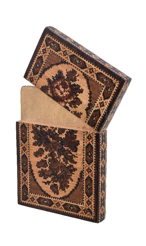 ϒ A Tunbridge ware rectangular card case, attributed to Thomas Barton, late 19th century - Image 2 of 2