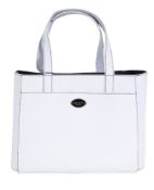 Osprey, Isola, a white pebble grain leather tote bag, with twin loop handles, a magnetic button