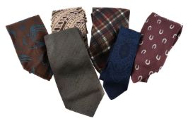 Six vintage ties, to include: Christian Dior, a blue silk tie with floral and paisley design; Fiorio