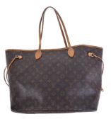 Louis Vuitton, Monogram, Neverfull, a canvas tote bag, cowhide leather trim, the fabric lined