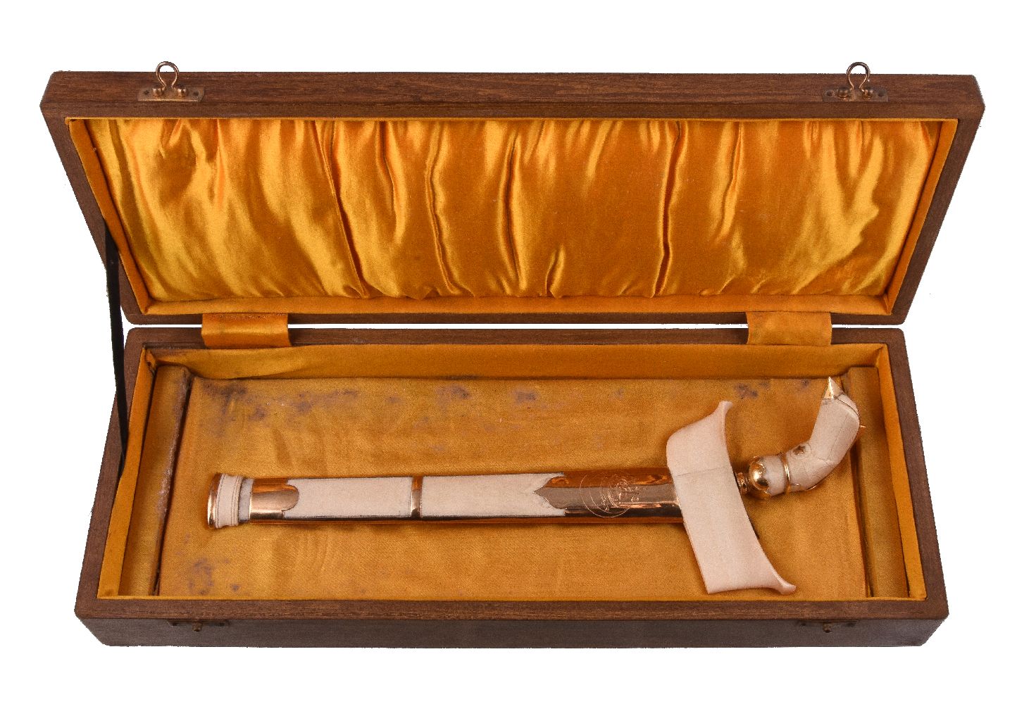 ϒ A Malayan gold coloured mounted ivory presentation kris, early 20th century - Image 2 of 2
