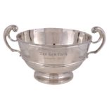 A late Victorian silver twin handled bowl by John Griffiths, London 1898, with bifurcated scroll
