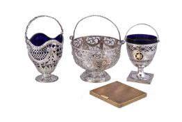 Three silver pierced cream or sugar pails, the first George III by Edward Aldridge II, London