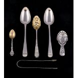 A small collection of silver flatware, comprising: a pair of George III old English bright-cut table