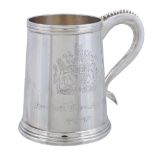 A silver tapering limited edition tankard by Walker & Hall, Sheffield 1972, no. 59/500,