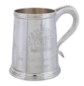 A silver tapering limited edition tankard by Walker & Hall, Sheffield 1972, no. 59/500,