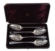 A cased set of four George IV silver Hanoverian pattern table spoons by Hester Bateman, London 1826,