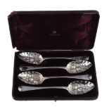 A cased set of four George IV silver Hanoverian pattern table spoons by Hester Bateman, London 1826,