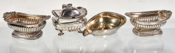A George III silver pap boat by Stephen Adams I, London 1789, with a gadrooned border, 13.5cm (5 1/