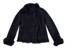 Joseph, a black shearling jacket, with a hook over front, size 38; L.K Bennett, a cherry shearling