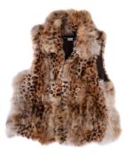 Adrenne Landau, a leopard print dyed fox fur collar vest, with a polyester lining, size L, 63cm