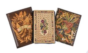 Three various rectangular card cases, the first mid 19th century, painted with a bold polychrome