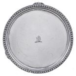 A George IV silver circular small salver by Joseph Angell I, London 1824, with a raised egg-and-dart