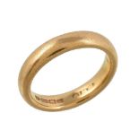 A 22 carat gold band ring, of plain polished form, stamped 22 with full London hallmarks for 1915,