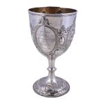 A Victorian silver goblet trophy by George John Richards & Edward Charles Brown, London 1864,