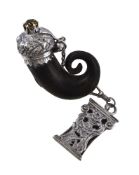 A Victorian silver and horn small snuff mull for the Scottish market by Cohen & Charles,