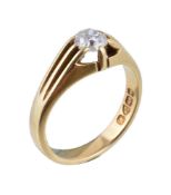 A Victorian 18 carat gold diamond ring, the old cut diamond, estimated to weigh 0.50 carats, in a