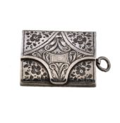 A Victorian silver purse vinaigrette by John Tongue, Birmingham 1863, engraved with floral and