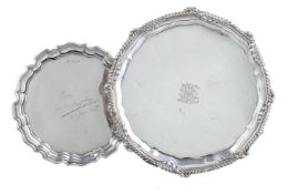 A late Victorian silver shaped circular salver by Fordham & Faulkner, Sheffield 1900, with a