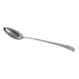 A George III silver Old English pattern straining spoon by Peter & Ann Bateman, London 1798,