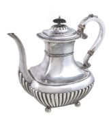 ϒ An Edwardian silver oblong baluster coffee pot by James Dixon & Son, Sheffield 1901