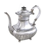 ϒ An Edwardian silver oblong baluster coffee pot by James Dixon & Son, Sheffield 1901