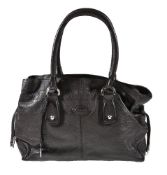 Tod's, a brown soft grain leather handbag, with twin loop leather handles, opening to a brown