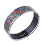 Hermes, a narrow printed enamel bangle/bracelet, 2015, multicoloured abstract, printed mark Hermes