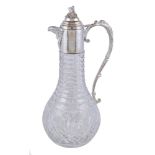 A cut glass and silver mounted decanter by A. J. Poole, Birmingham 1998, with a grape vine finial to