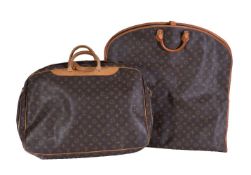 Louis Vuitton, Monogram, a coated canvas and leather soft suitcase, with a name tag, 55cm x 42cm x