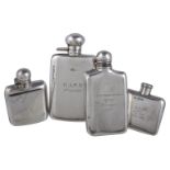 Four silver spirit flasks, to include: a spirit flask by George Unite & Sons, Birmingham 1919,