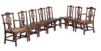 A set of eight George II mahogany dining chairs, probably Irish, circa 1750, to include a pair of