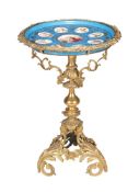 A French Sevres-style porcelain-mounted gilt-metal occasional table, late 19th century, the circular