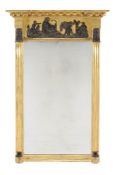 A Regency giltwood pier mirror, classical taste , circa 1815, the rectangular plate below a ball