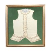 A George III embroidered silk gentleman's waistcoat, circa 1790, embroidered with delicate floral