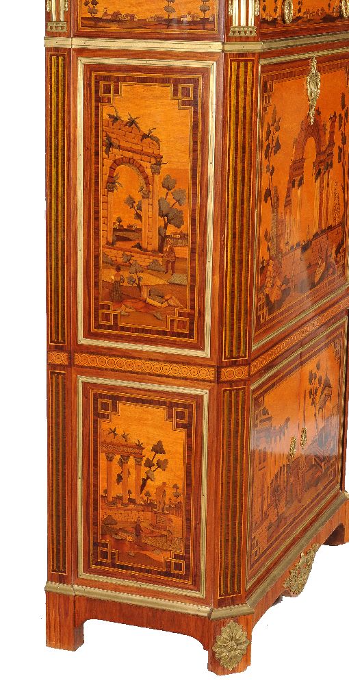 ϒ A pair of bois satine, rosewood and specimen marquetry secretaire abbatant by Dissidi - Image 10 of 10