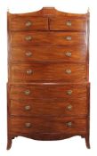 ϒ A George III mahogany bowfront chest on chest, circa 1800