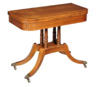 ϒ A Regency rosewood and inlaid folding card table, circa 1815