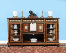 ϒ A Victorian thuyawood, ebonised, porcelain and gilt metal mounted side cabinet, circa 1880