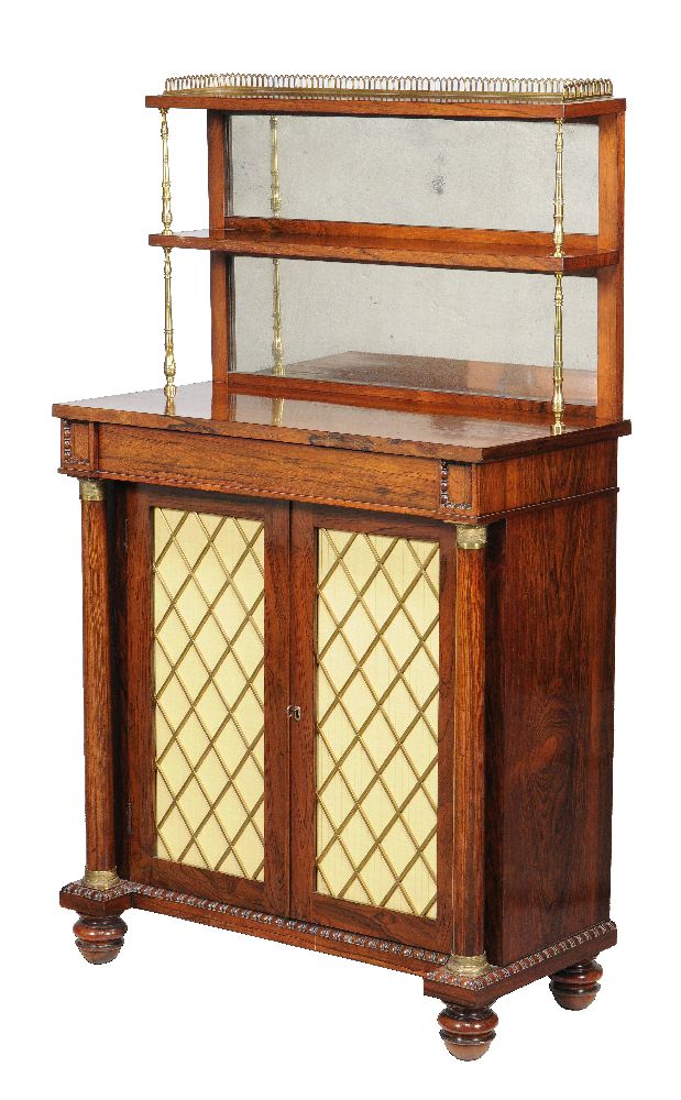 ϒ A George IV rosewood side cabinet, circa 1825, in the manner of Gillows