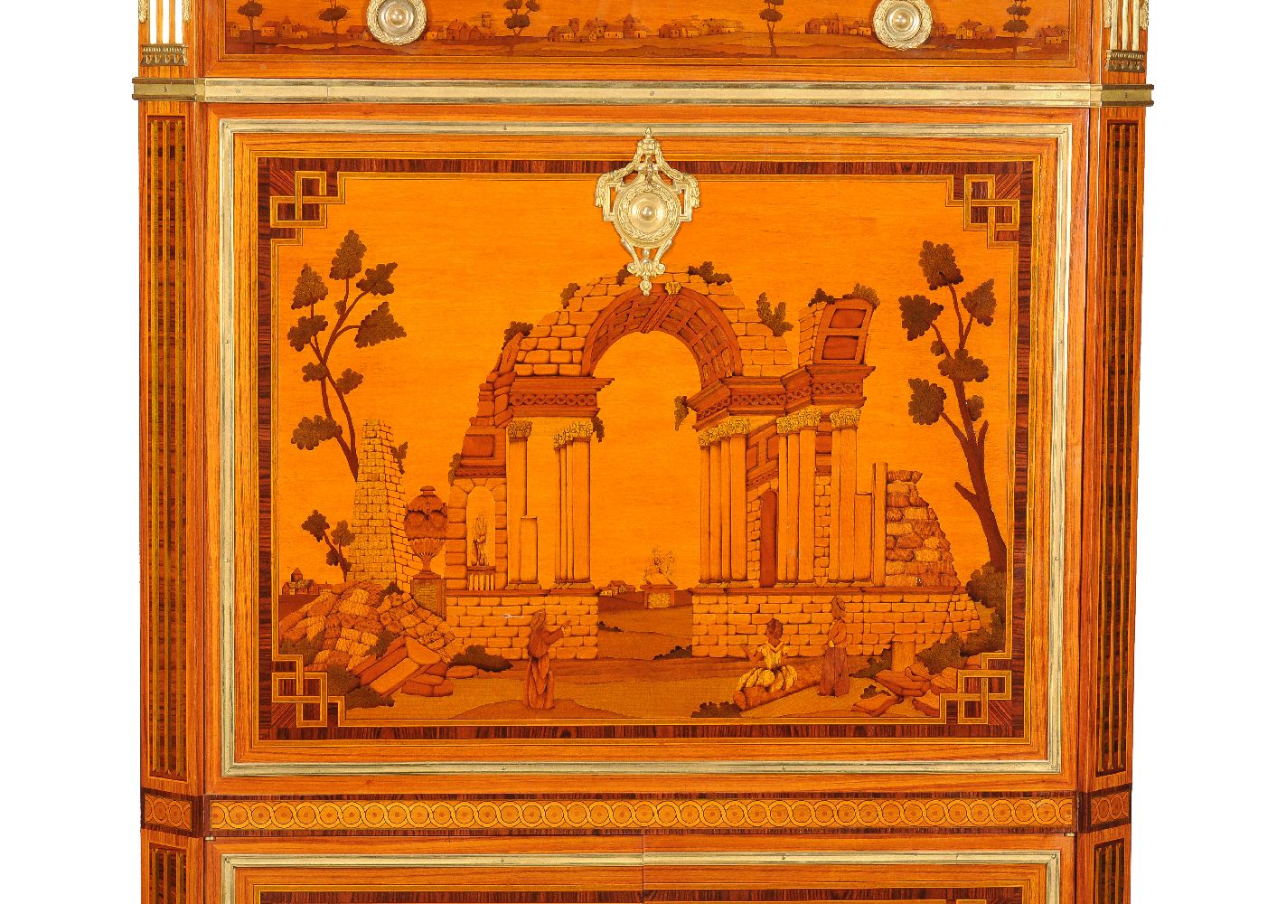 ϒ A pair of bois satine, rosewood and specimen marquetry secretaire abbatant by Dissidi - Image 6 of 10