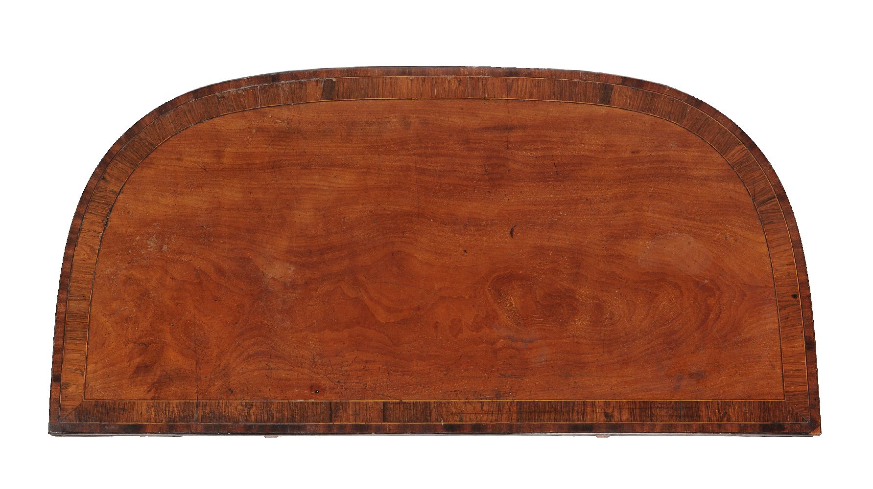 A pair of George III mahogany card tables, circa 1780, each D shaped hinged top opening to a baize - Image 3 of 7