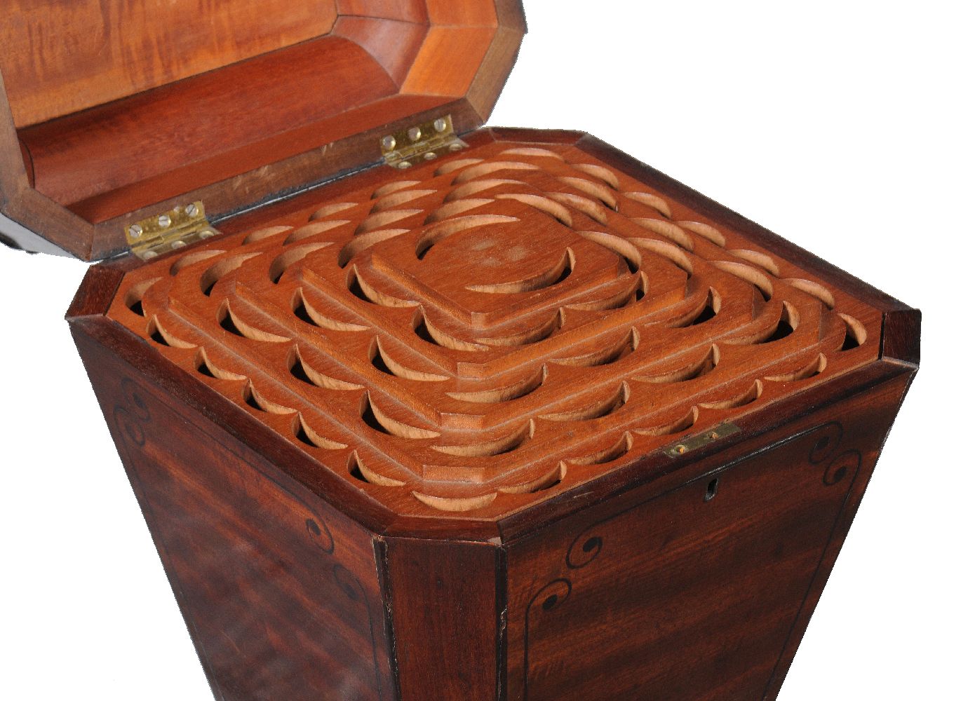 ϒ A Regency mahogany and ebony inlaid pedestal knife box, circa 1820 - Image 4 of 4