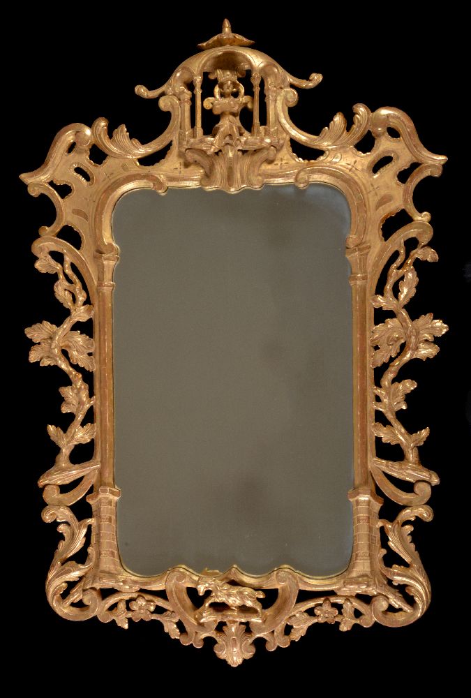 A pair of carved giltwood wall mirrors, late 18th/ early 19th century, each shaped rectangular plate - Image 2 of 6