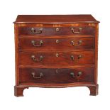 A George III mahogany serpentine fronted chest of drawers, circa 1770, the shaped top with moulded